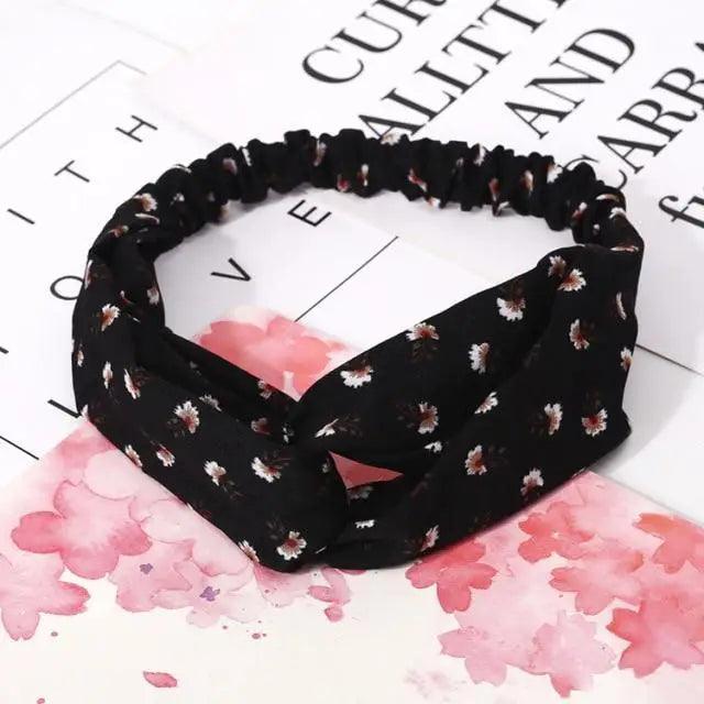 Luxury Women's Headband Vintage Cross Knot Elastic Hair Bands Soft Solid Hairband Girls Hair Accessories Floral Turban Bandanas Head Wrap