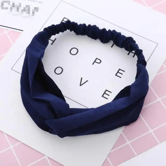 Luxury Women's Headband Vintage Cross Knot Elastic Hair Bands Soft Solid Hairband Girls Hair Accessories Floral Turban Bandanas Head Wrap