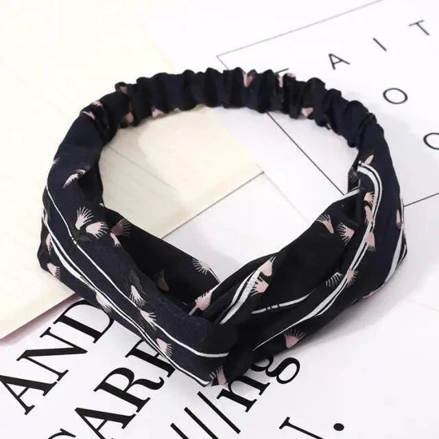 Luxury Women's Headband Vintage Cross Knot Elastic Hair Bands Soft Solid Hairband Girls Hair Accessories Floral Turban Bandanas Head Wrap