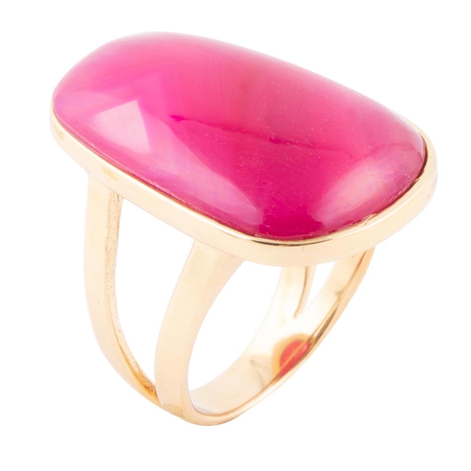 Bague Madeleine en Agate Rose Dorée