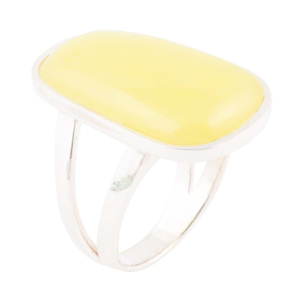 Madeleine Ring aus Gelber Jade und Sterlingsilber