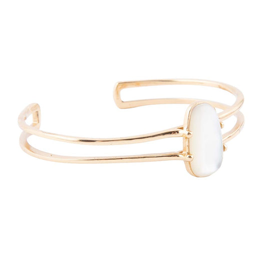 Bracelet manchette Madeline White en nacre et doré