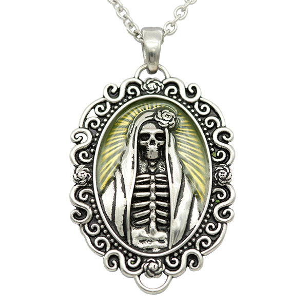 Madonna Skull Cameo Necklace Gothic Day Of Dead Pendant
