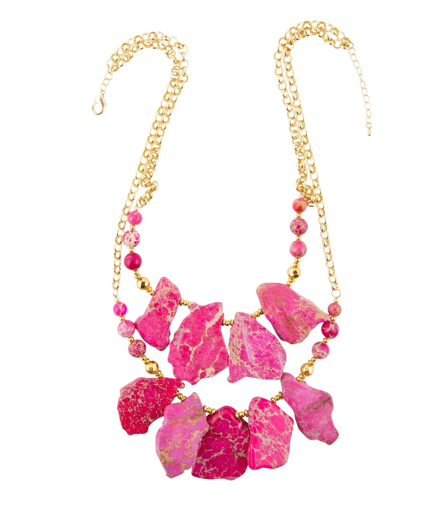 Pink Magenta Träume Jaspis und Goldfarbene Statement-Halskette