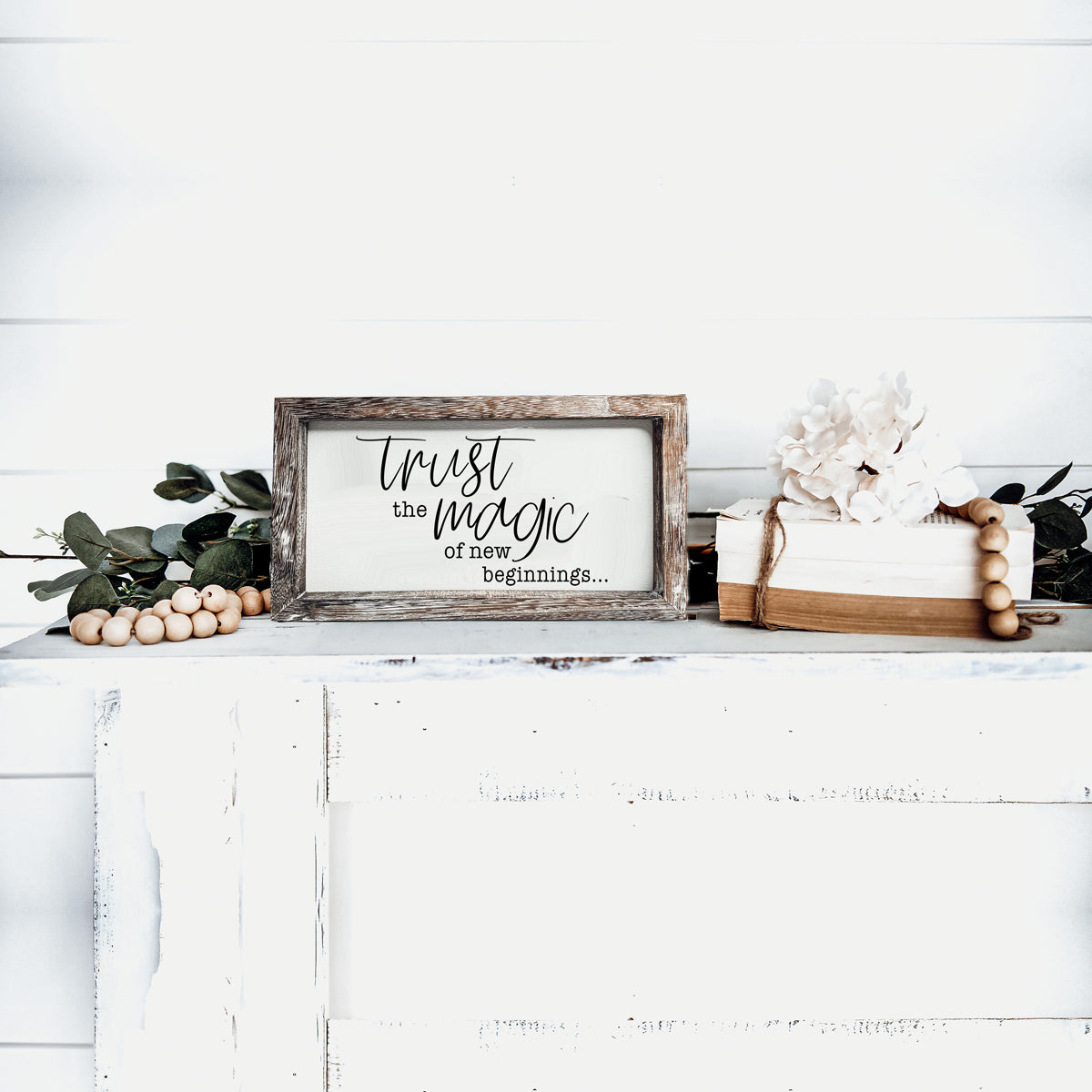 Panneau inspirant rustique en bois « La magie des nouveaux départs » Cadeau de décoration d'intérieur