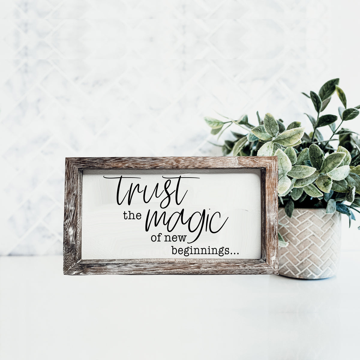 Panneau inspirant rustique en bois « La magie des nouveaux départs » Cadeau de décoration d'intérieur