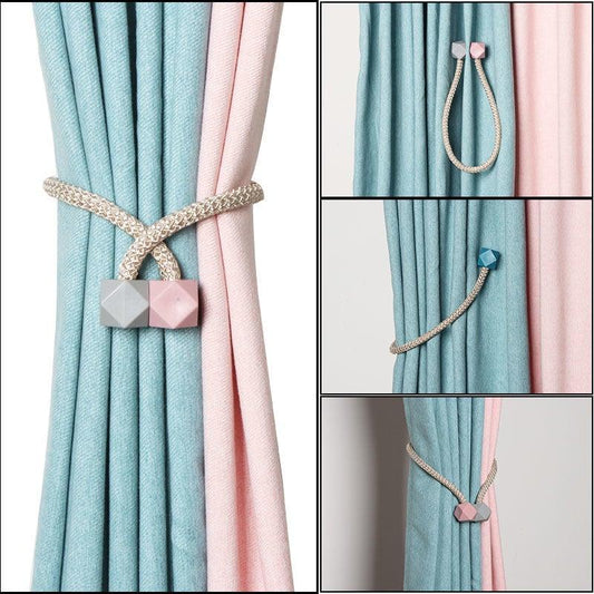 Magnetic Solid Color Curtain Hooks Tiebacks Tie Backs Buckle Clips Holdbacks Curtain Tiebacks For Living Room Bedroom Decoration Magnetic Curtain Tiebacks Decorative Magnetic Curtain Straps No Tools Required Convenient Window Treatment Holdbacks
