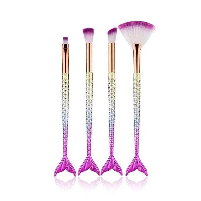 Makeup Brushes Kit Natural Tool Pencil Cosmetics Foundation Artist Mermaid Highlighter Face Set Of Bronzer Eyeshadow Lip