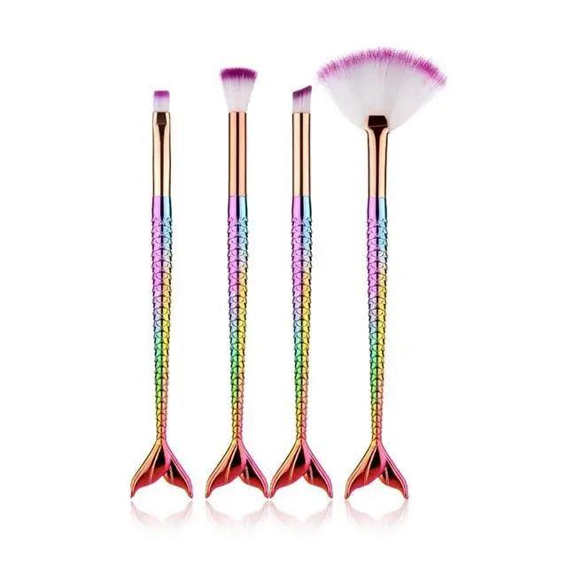 Makeup Brushes Kit Natural Tool Pencil Cosmetics Foundation Artist Mermaid Highlighter Face Set Of Bronzer Eyeshadow Lip