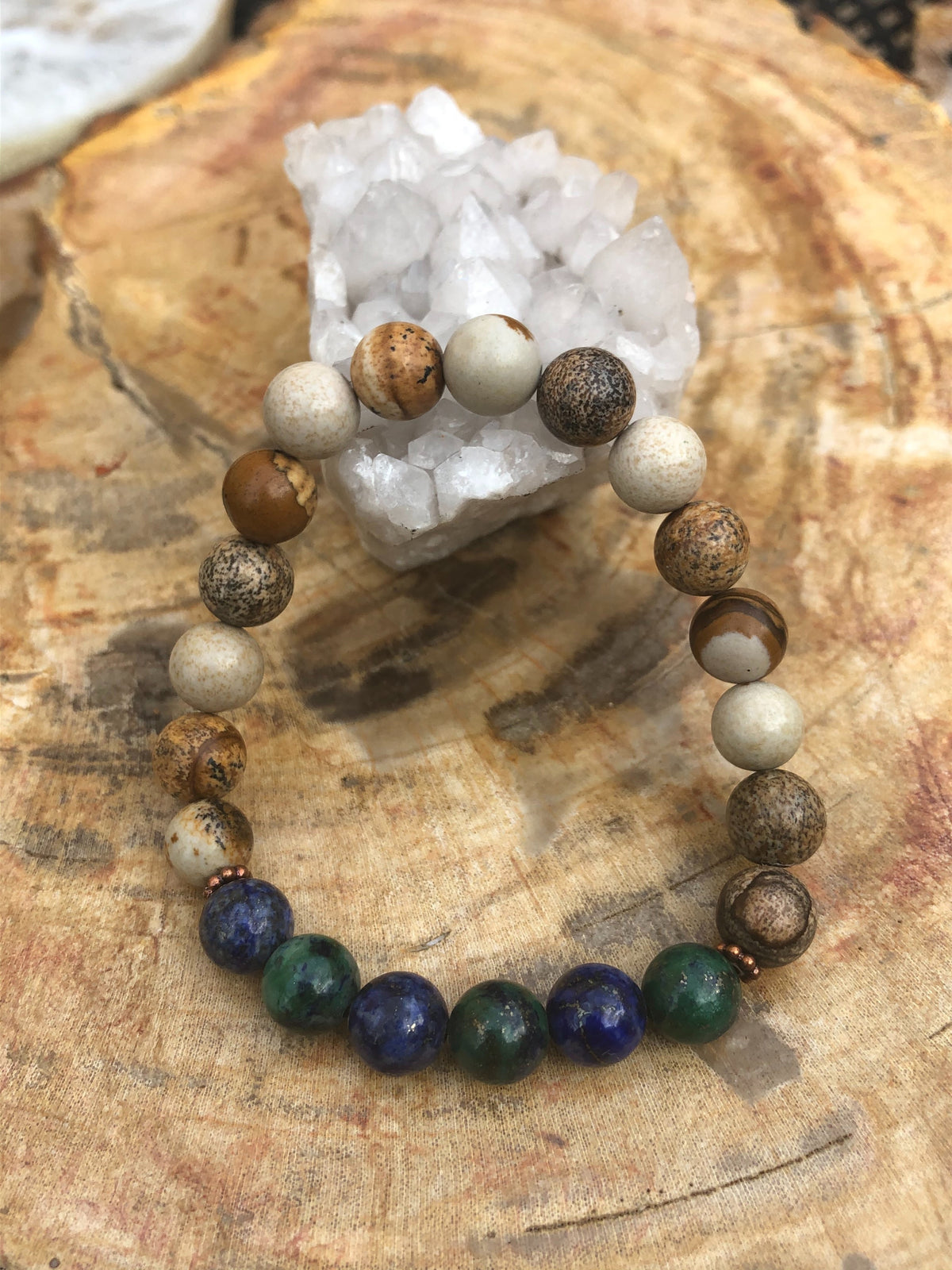 Malachite Chrysocolla Picture Jasper Stretch Bracelet