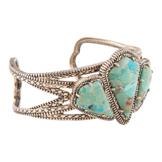 Bracelet manchette bleu turquoise doré maltais
