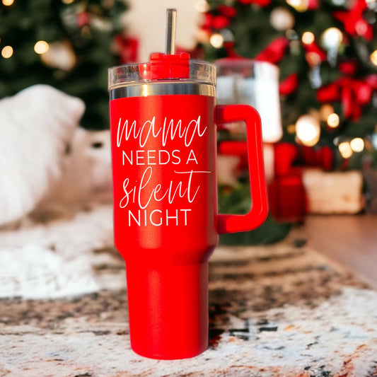Maman A Besoin D'une Nuit Calme Mug Isotherme 40oz Avec Poignée Couvercle Et Paille