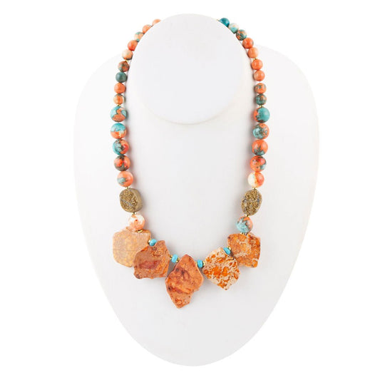 Mandarin-Orangen-Jaspis-Statement-Halskette
