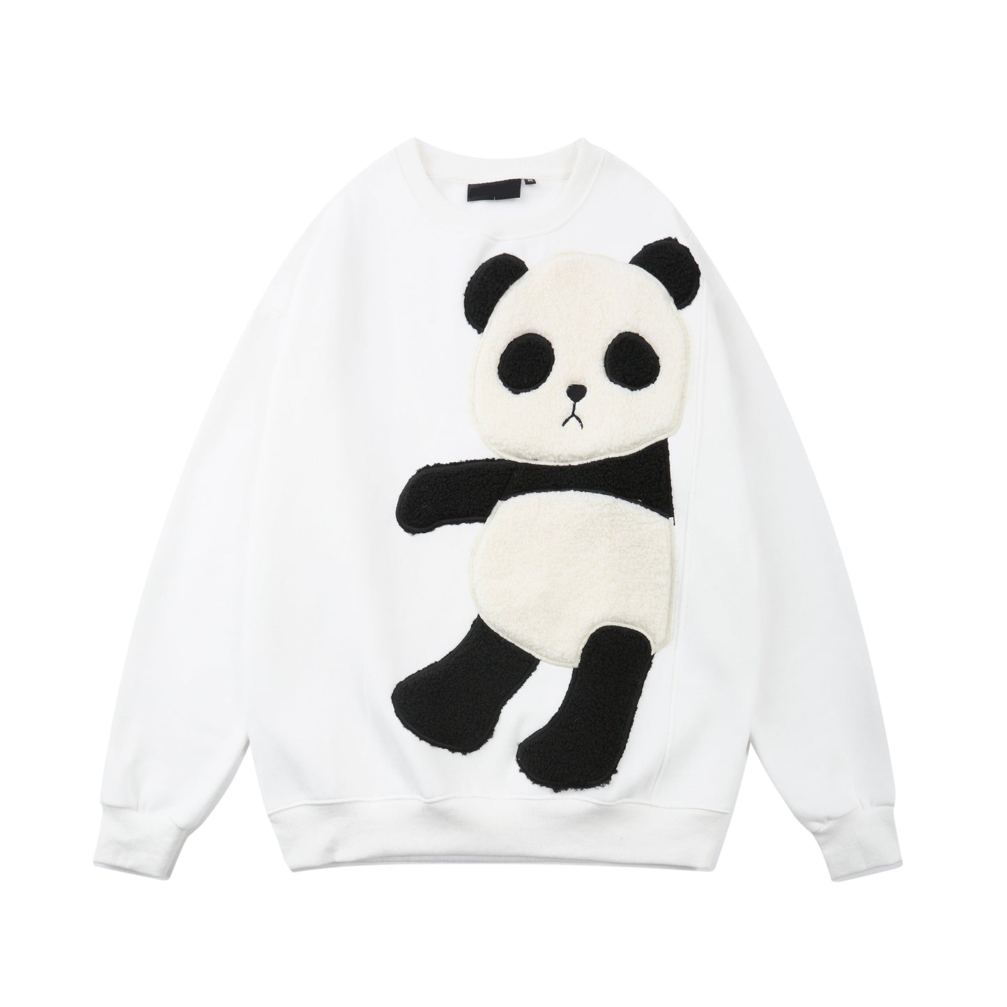 MAR1081 Sweat col rond motif panda pelucheux