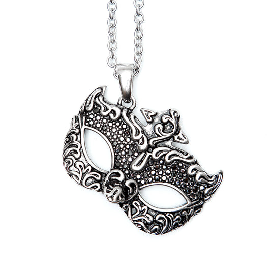 Collier Masque de Bal Masqué en Argent Filigrane pour Femme