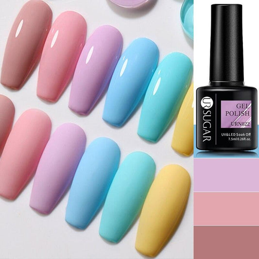 Matte Pink Blue Gel Nail Polish Semi Permanent LED Nail Art Design Elegant Warm Colors For Womens