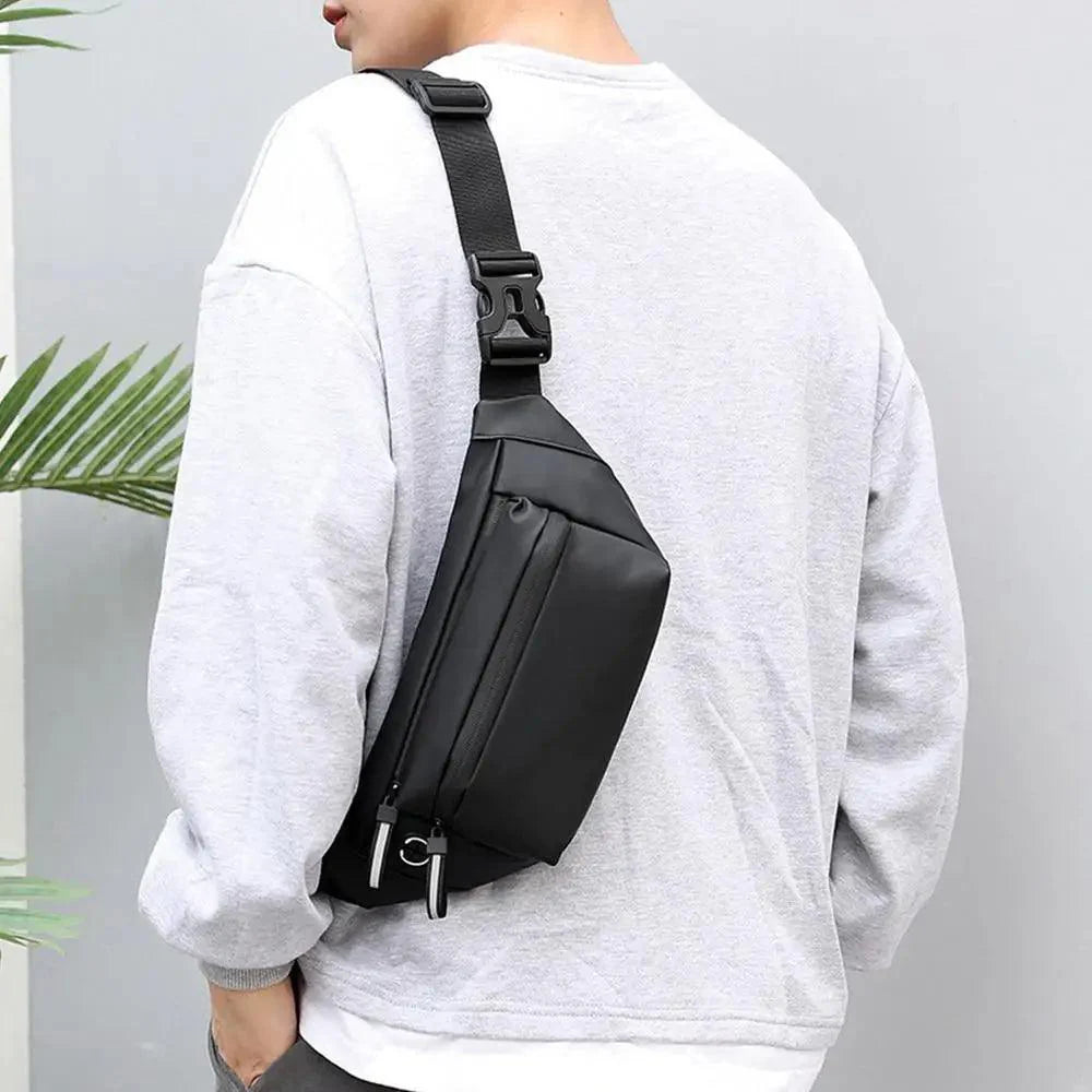 Sac banane homme bleu imperméable, sac de poitrine tendance, nouveau design, haute qualité, pour sports de plein air, sac à bandoulière de voyage pour hommes