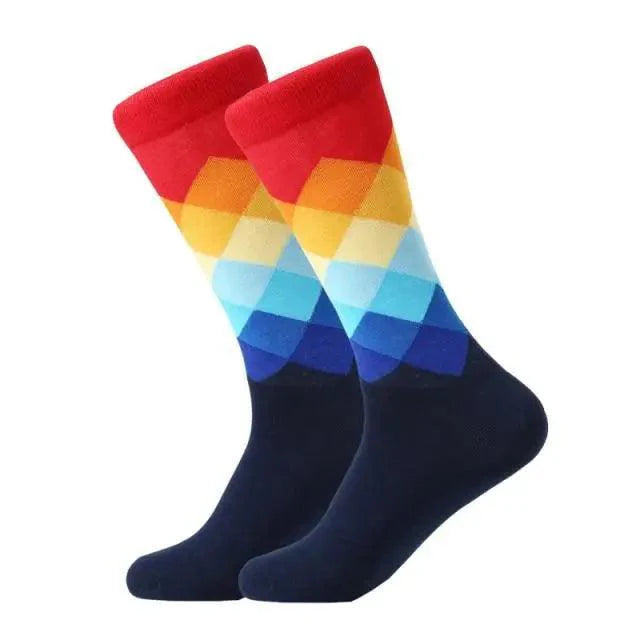 Men Cotton Socks Gradient Color Summer Style Long Wedding Sock Men  Knee High Business Socks Man Socks Men's Ladies Novelty Bright Colorful Patterned Cotton Socks