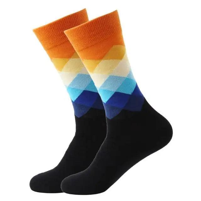 Men Cotton Socks Gradient Color Summer Style Long Wedding Sock Men  Knee High Business Socks Man Socks Men's Ladies Novelty Bright Colorful Patterned Cotton Socks