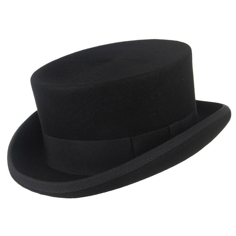 Men Simple Classic Wool Hat For Men/Women New Pork Pie Hat Men's Porkpie Breathable Hats Flat Top Men's Fedora Hat Party Costume Fedoras Black Hats