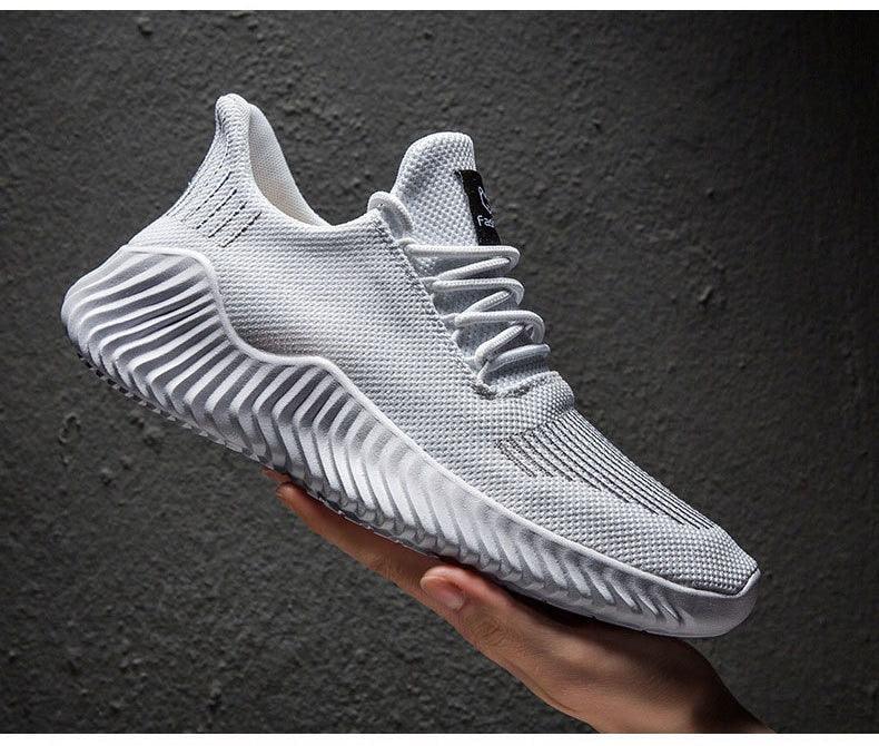 Mens Breathable White Trendy Sneakers  Casual Design  Light Walking Running Trainers Casual Breathable Mesh Men Running Shoes Walking Sneakers