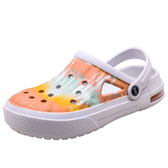 Mens Womens Sandals Hole Shoes Rubber Clogs Couple Garden Shoes Color Printing Air Cushion Beach Sandals Unisex Garden Clogs Lightweight Slip On Women Men Beach Sandals Water Shoes