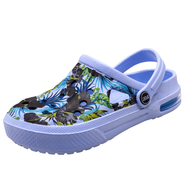 Mens Womens Sandals Hole Shoes Rubber Clogs Couple Garden Shoes Color Printing Air Cushion Beach Sandals Unisex Garden Clogs Lightweight Slip On Women Men Beach Sandals Water Shoes