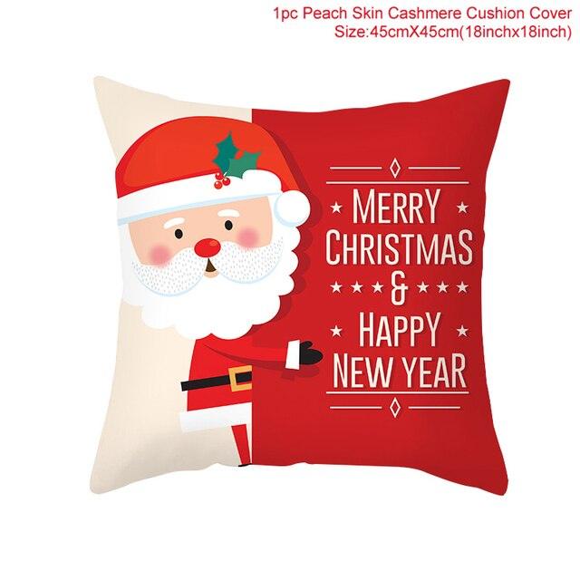 Merry Christmas Decoration Xmas Gift New Year For Home Reindeer Santa Claus Xmas Series Cushion Cover Case Pillow Custom Zippered Square Pillowcase Tree Cushion Cover Christmas Ornament