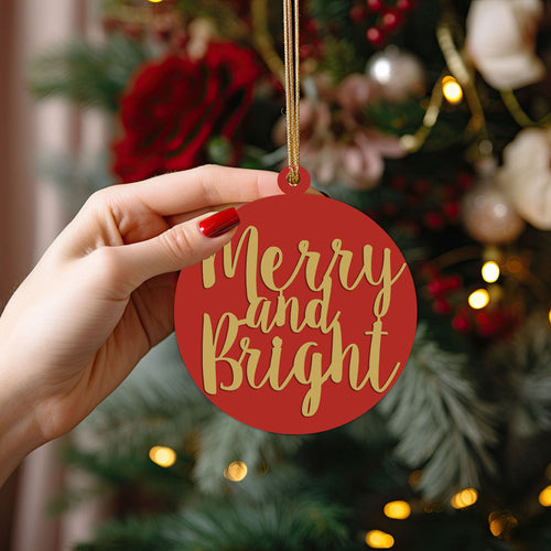 Imperfect Merry Bright 3D Handcrafted Wooden Christmas Ornament Set Limited Edition Tree Hanging Decor