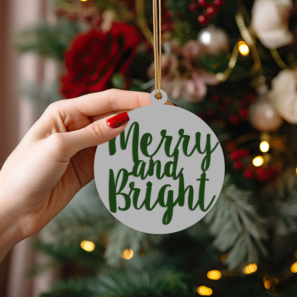 Imperfect Merry Bright 3D Handcrafted Wooden Christmas Ornament Set Limited Edition Tree Hanging Decor
