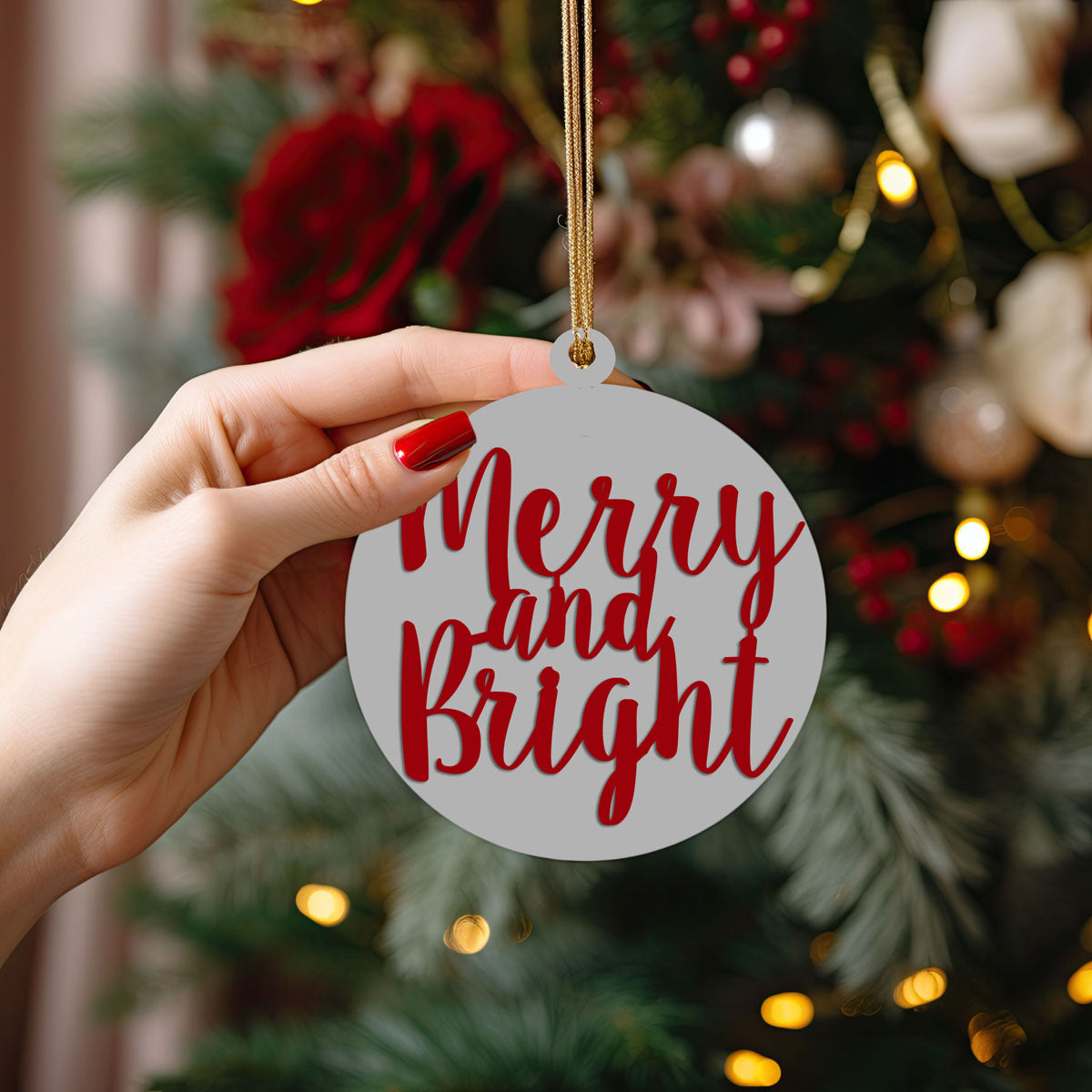 Imperfect Merry Bright 3D Handcrafted Wooden Christmas Ornament Set Limited Edition Tree Hanging Decor