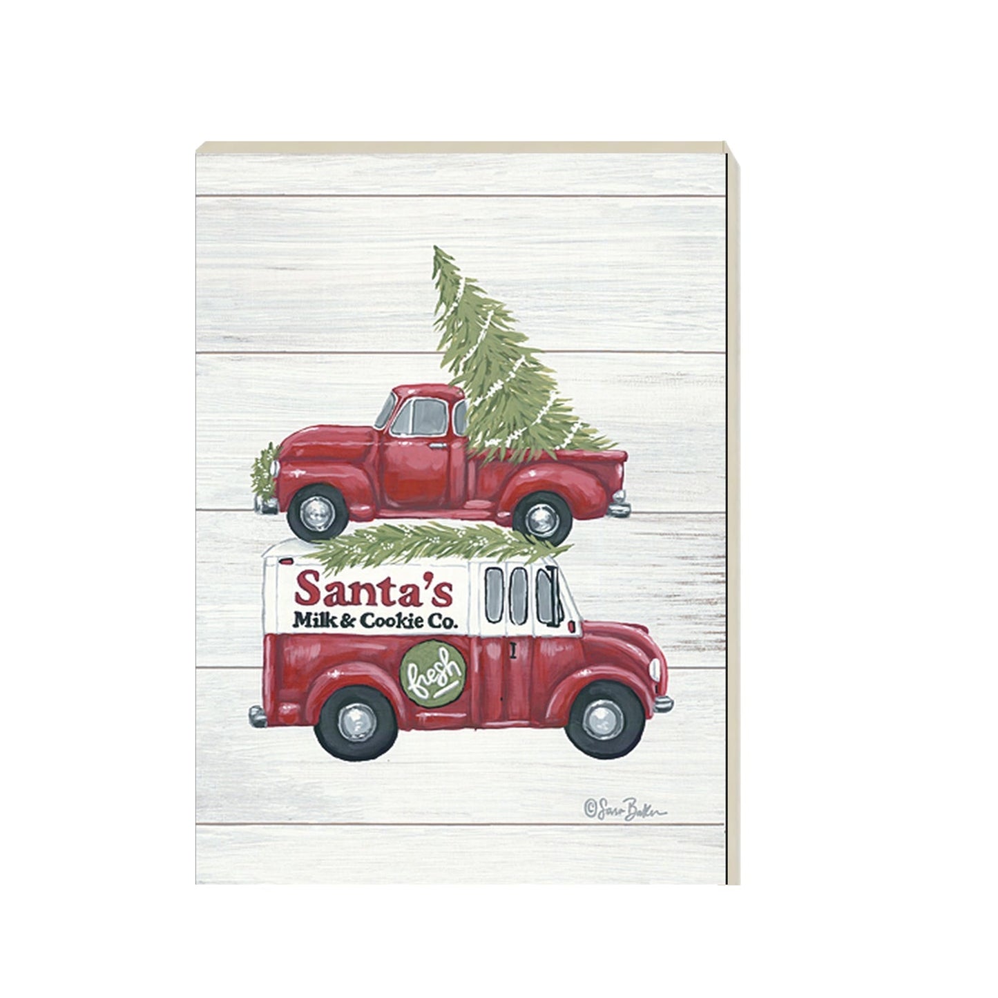 Panneau en bois « Lait et biscuits du Père Noël » – Décoration rustique de Noël pour la veille de Noël, plaque de cuisine de boulangerie festive.