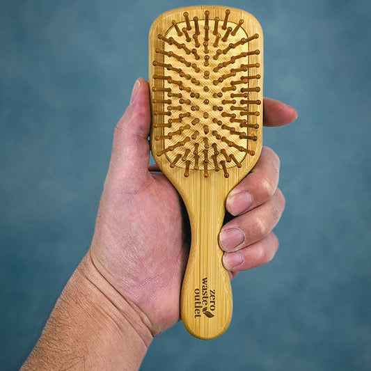 Brosse à cheveux en bambou style mini-raquette