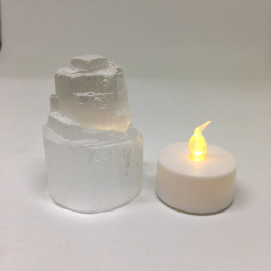 Mini Lampe Gratte-ciel en Sélénite Veilleuse en Cristal Naturel