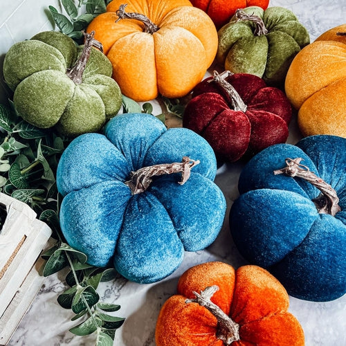 Samtkürbisse - Plüschige Herbsttischdekoration, Mini-Samtkürbisse für den Kaminsims