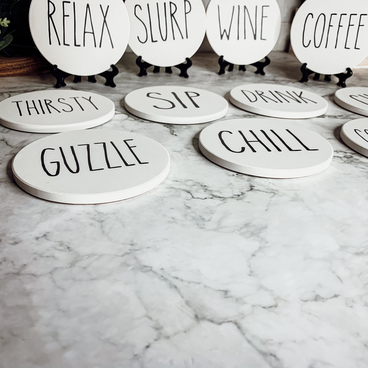 Minimalist Coasters Set - Modern Absorbent Drink Coasters for Home Decor