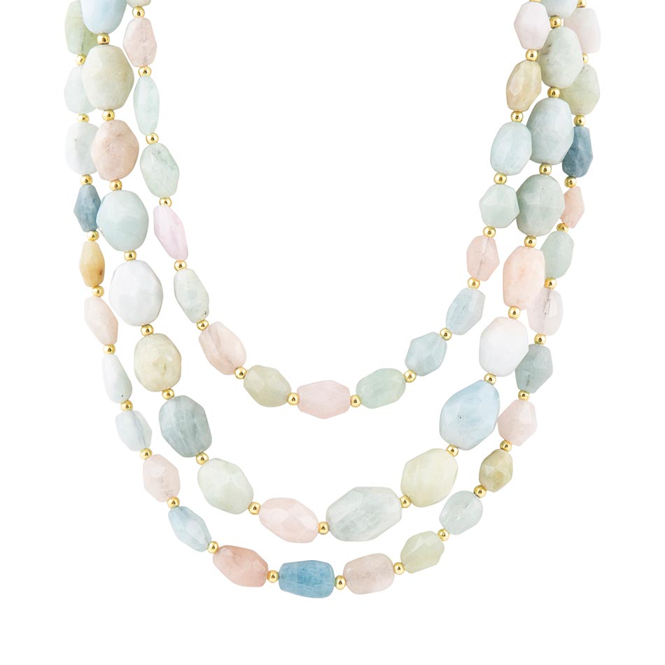 Collier ras du cou multi-tourmalines pastel Morganite