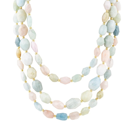 Collier ras du cou multi-tourmalines pastel Morganite