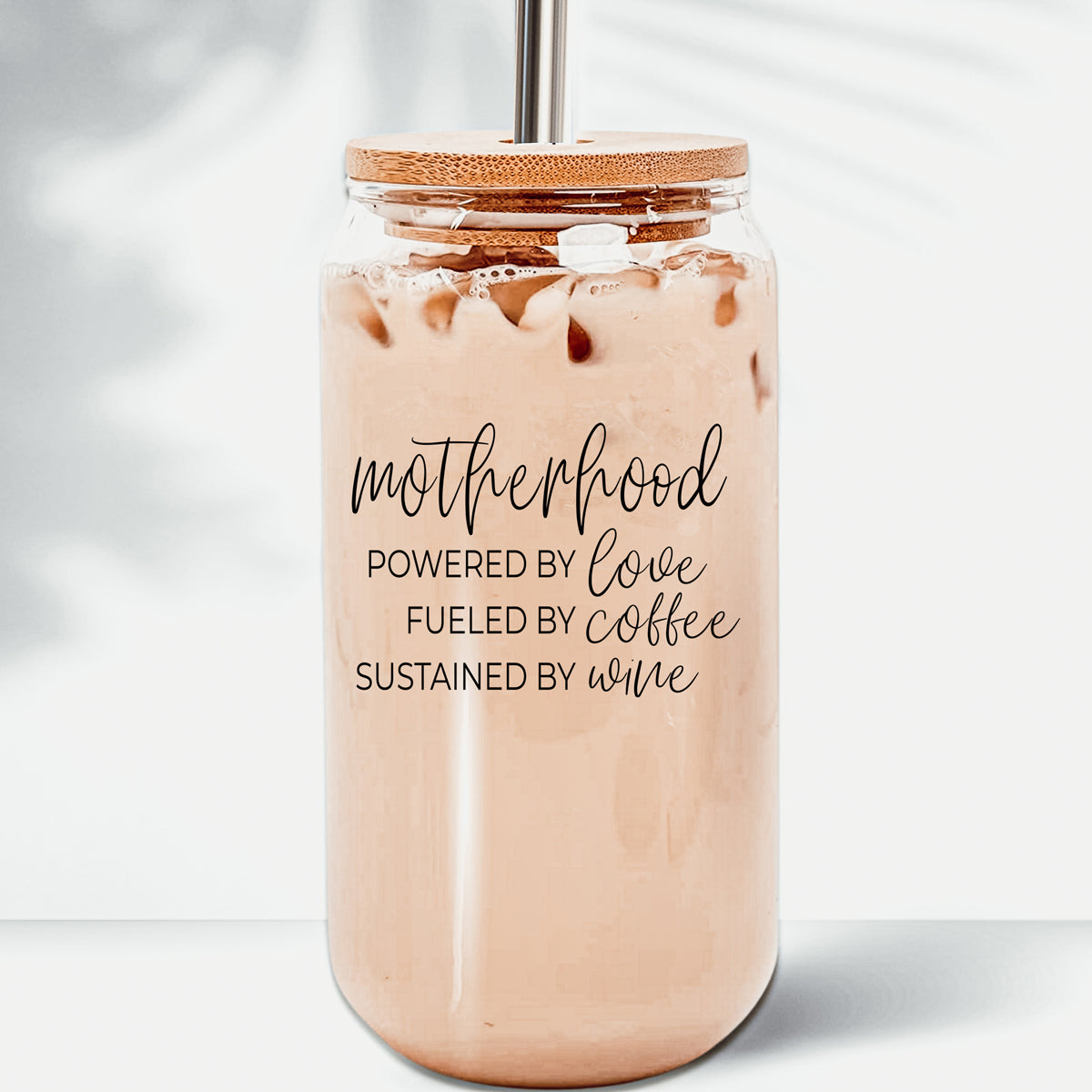 Motherhood Definition 17oz Glass Tumbler With Bamboo Lid And 2 Stainless Straws