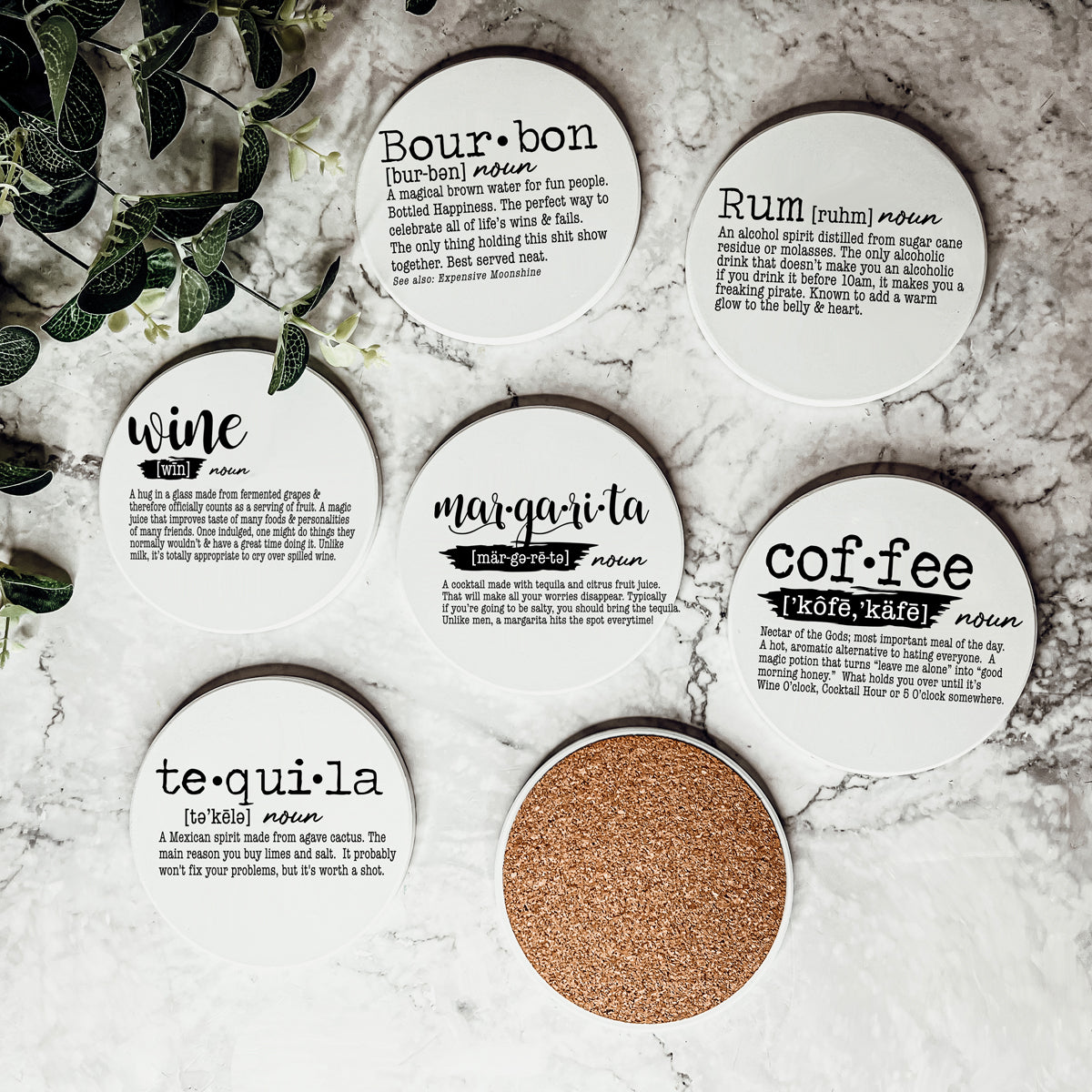 Sous-verres amusants avec définition de boisson, lot de sous-verres citation de dictionnaire pour décoration de bar et de comptoir