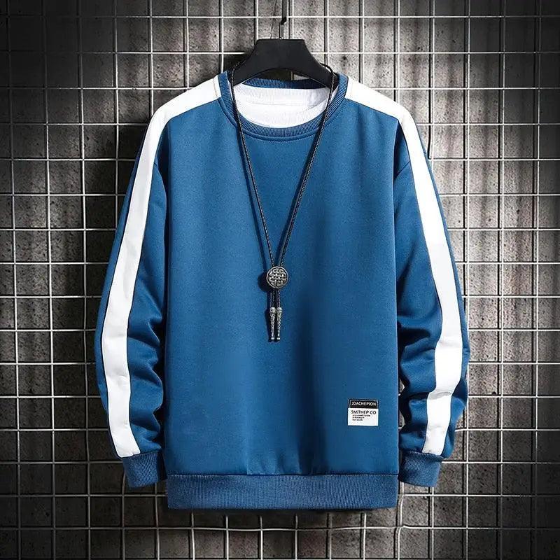 Modern Long Sleeve Sweatshirts Men New Fashion Color Casual Mens Casual O-Neck Patchwork Sweatshirt For Young Men Men Sweatshirt Streetwear Loose Solid Patchwork Pullover Sweatshirt