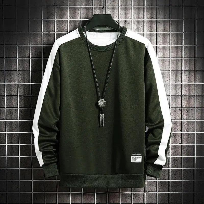 Modern Long Sleeve Sweatshirts Men New Fashion Color Casual Mens Casual O-Neck Patchwork Sweatshirt For Young Men Men Sweatshirt Streetwear Loose Solid Patchwork Pullover Sweatshirt