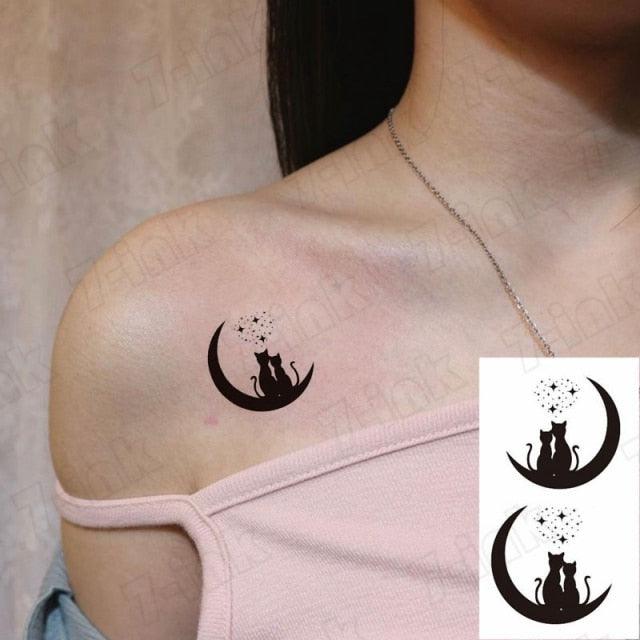 Modern Small Tattoo Sun Moon Heart Waterproof Temporary Tattoos High Quality Design For Womens