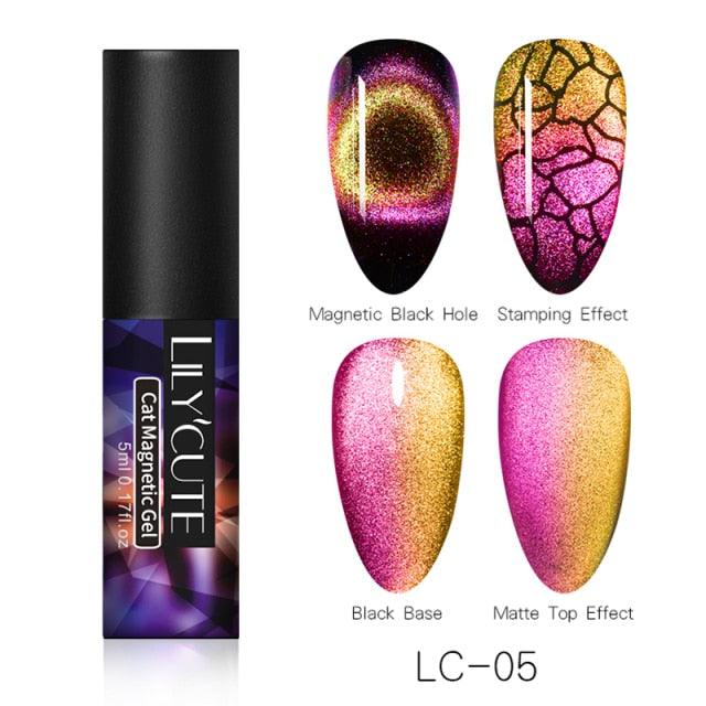 Modern Styllish Elegant 9D Cat Magnetic Nail Gel Polish UV LED  Permanent Elegant Colorful Charming Effect For Womens