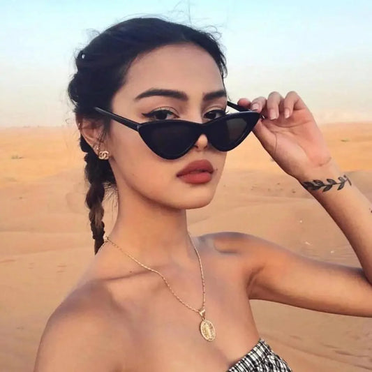 Modern Vintage Cateye Sunglasses Cool Women Retro Small Cat Eye Sun Glasses Elegant Designer Colorful Eyewear For Female Polarised Cat Eye Sunglasses for Women, 100% UV Protection Retro Narrow Pointy Cateye Womens Sunglasses