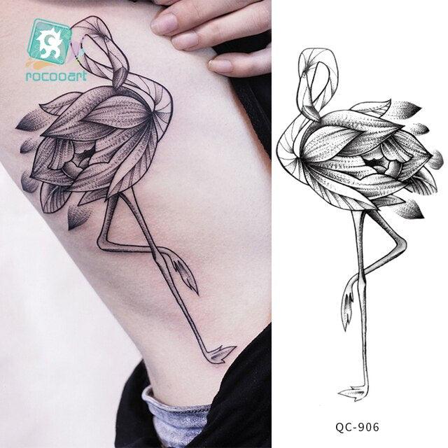 Modern Waterproof Red Flowers Tattoo Multi-Colored Stickers Back Waist Temporary Tattoo Luxury Style