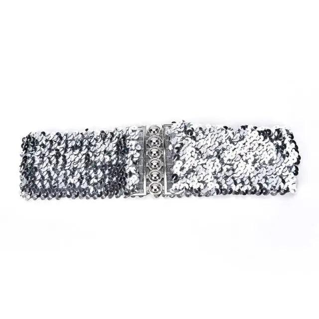 Modern Wide Fabric Strap Silver Metal Buckle Belts For Women Trendy Fashion Stretchable Classic Belts