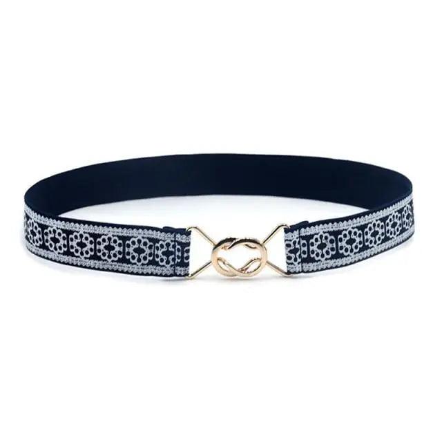 Modern Wide Fabric Strap Silver Metal Buckle Belts For Women Trendy Fashion Stretchable Classic Belts