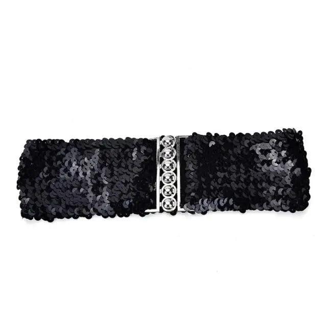 Modern Wide Fabric Strap Silver Metal Buckle Belts For Women Trendy Fashion Stretchable Classic Belts