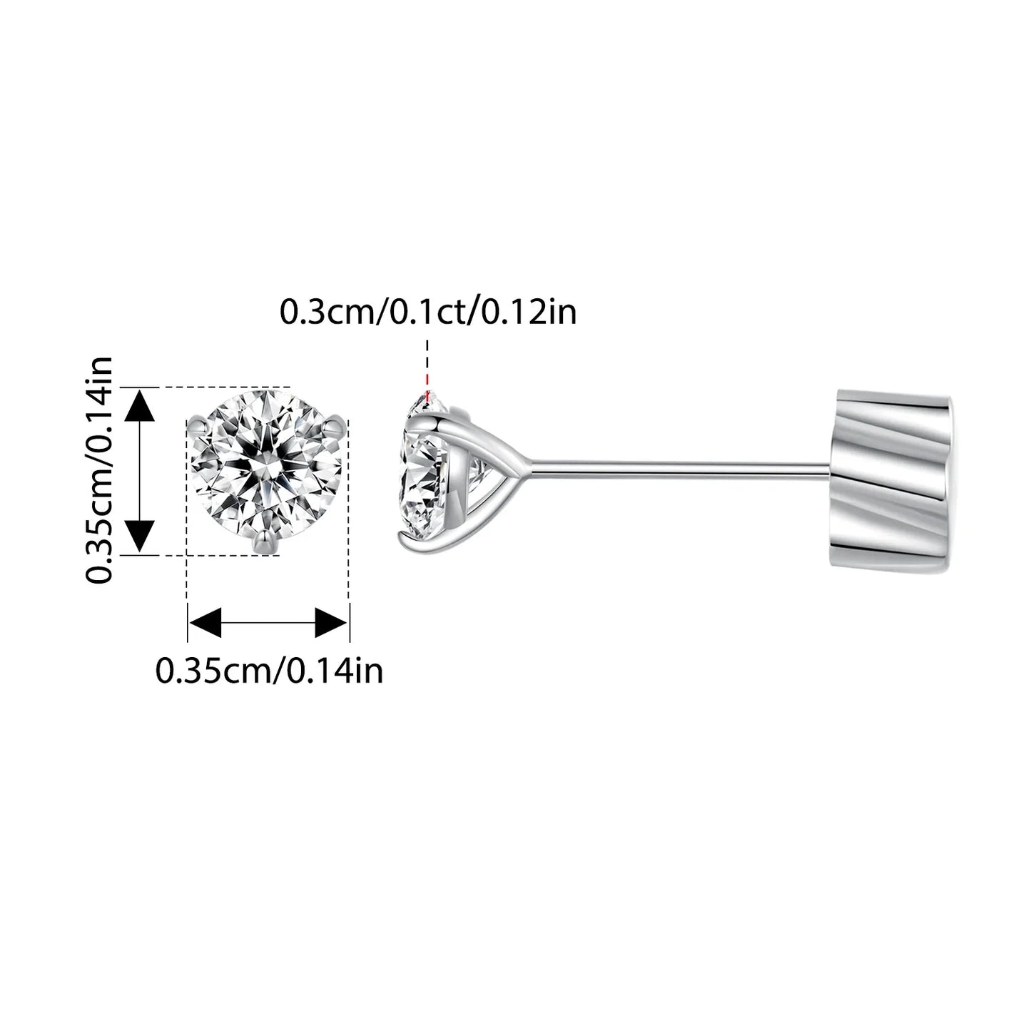 Moissanit 1 Karat runde Ohrstecker Schraubverschluss Platinbeschichtung S925 Minimalistisch